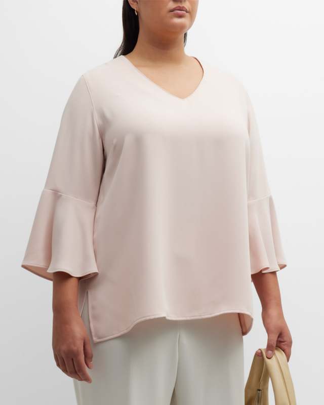 Plus Size Bella Bell-Sleeve Crepe Tunic